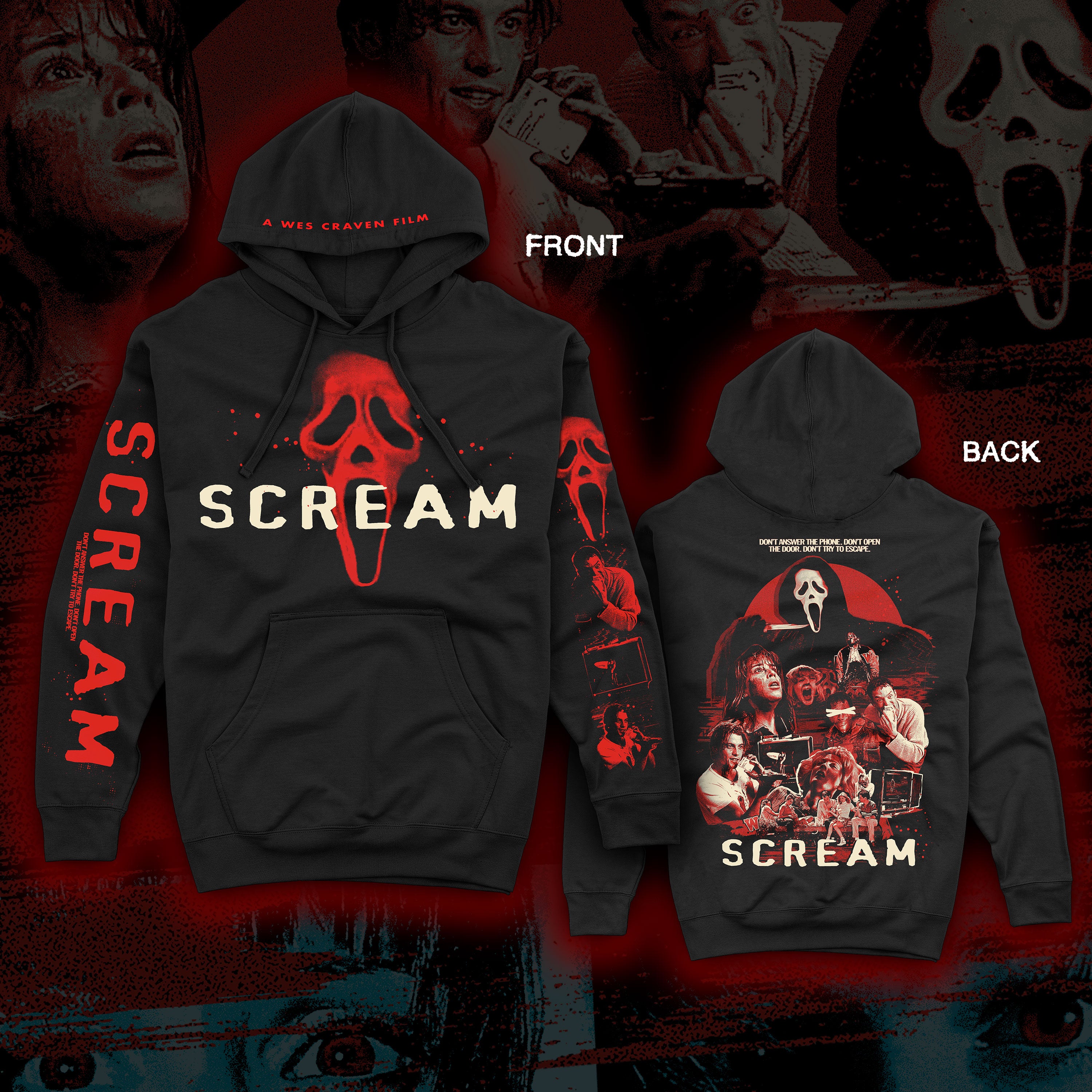 PRE-ORDER: The Woodsboro Murders “I’ll Be Right Back” Pullover hoodie