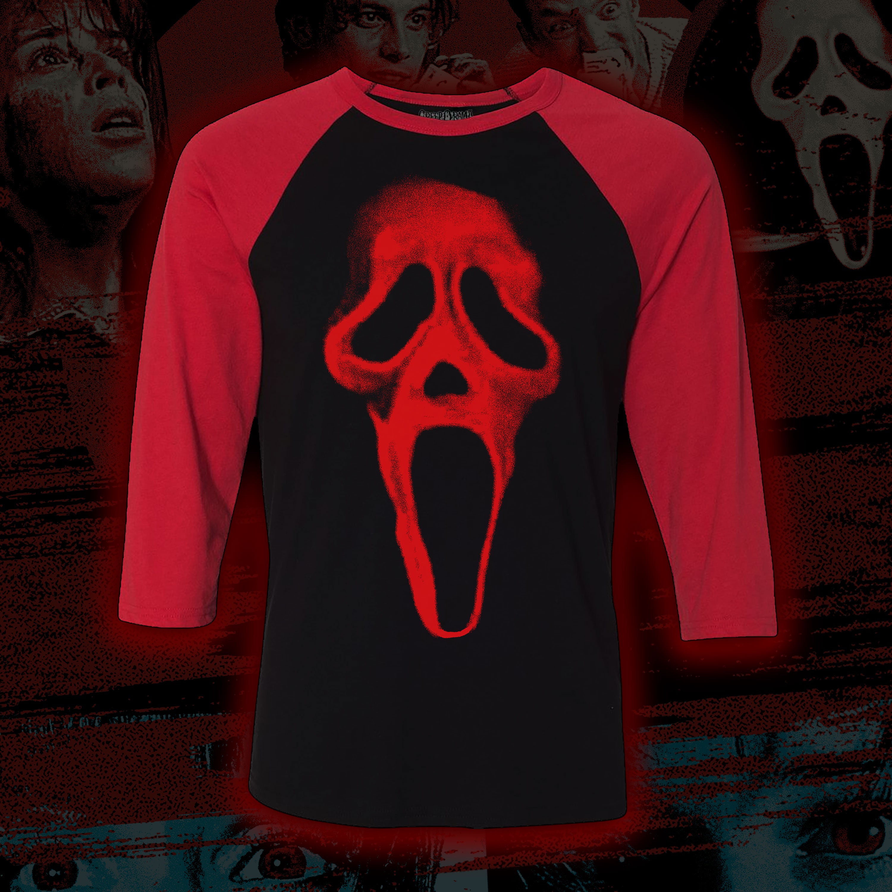 PRE-ORDER: The Woodsboro Murders “Who’s There?” Baseball tee