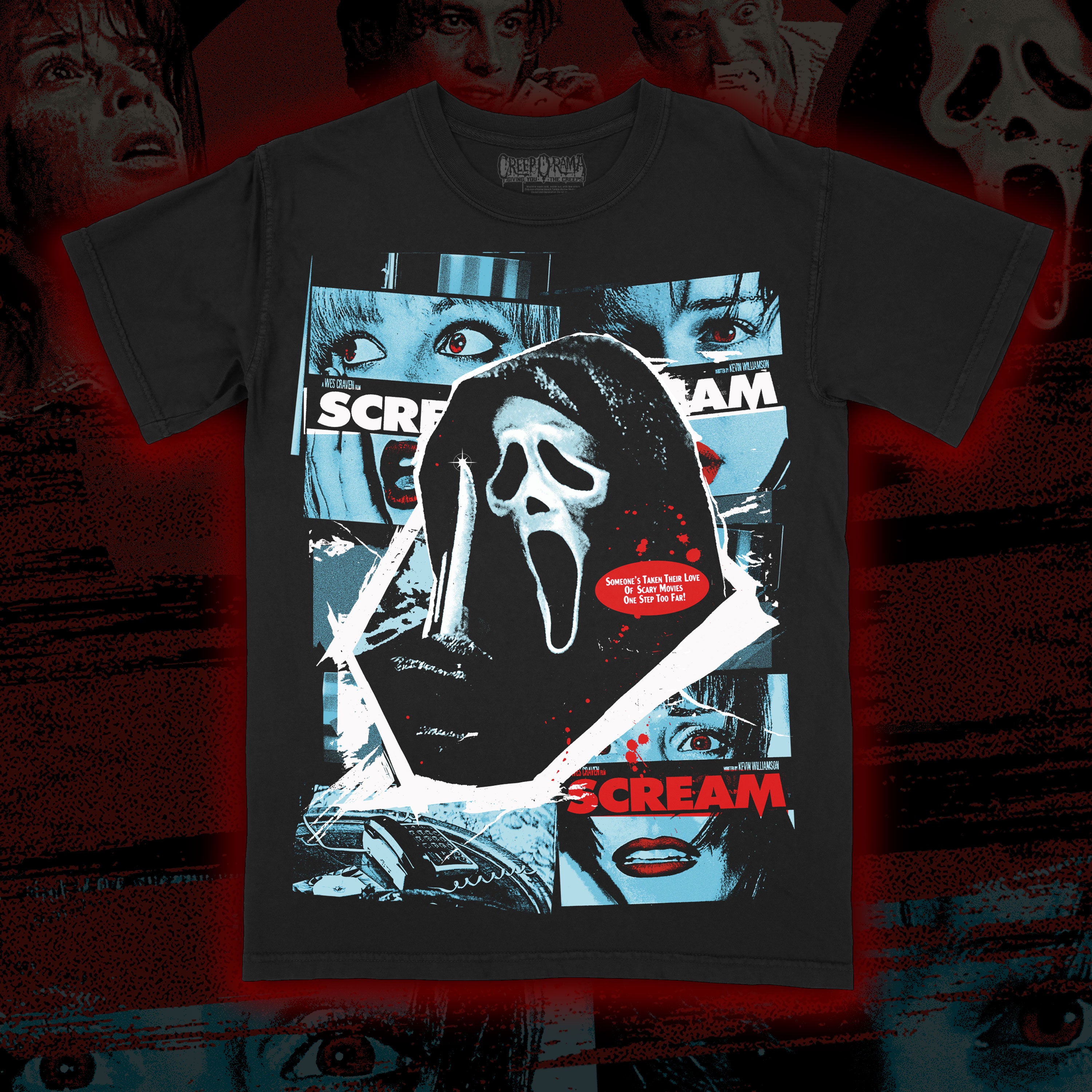 PRE-ORDER: The Woodsboro Murders “Everybody’s a Suspect” Premium tee