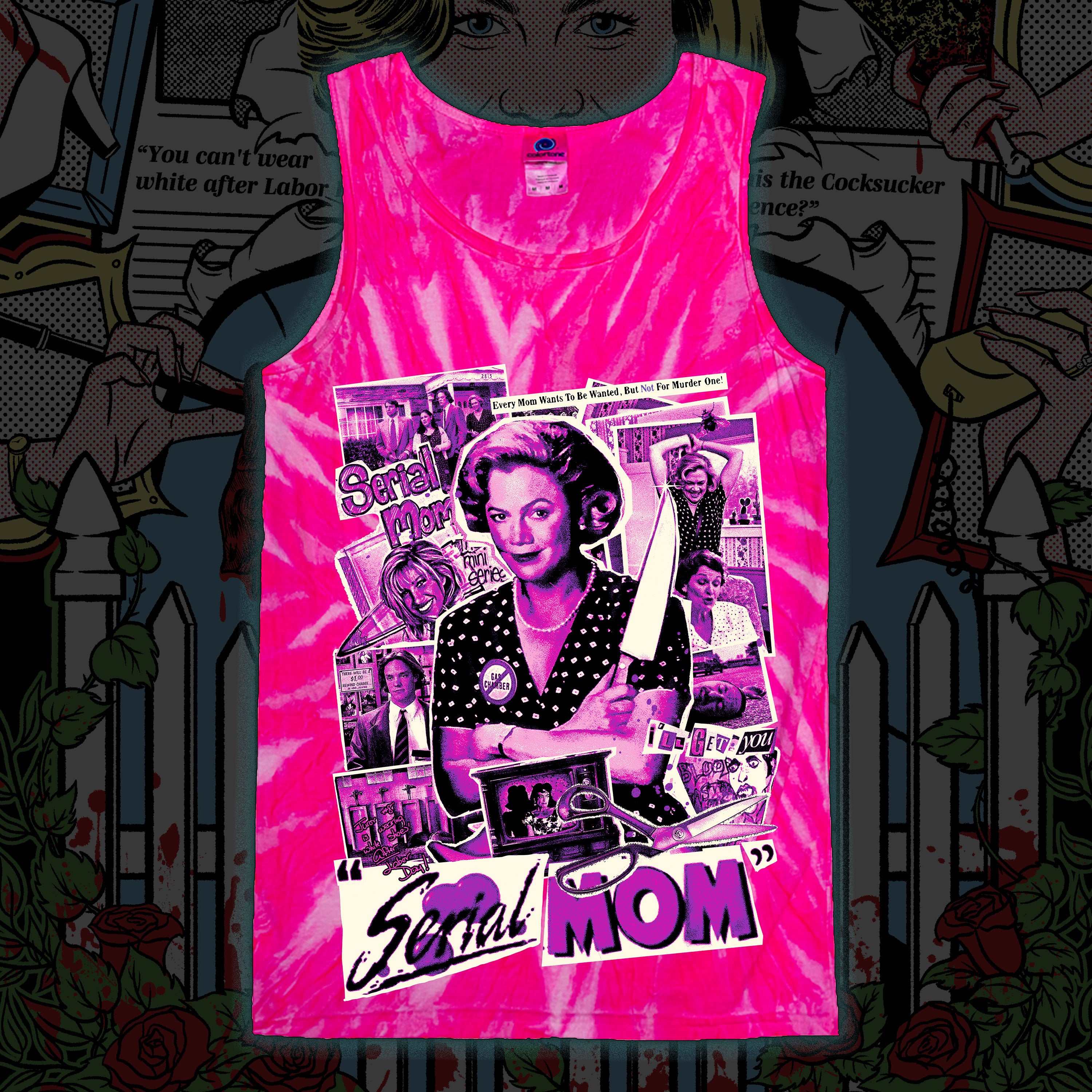 Serial Mom “Buckle Up” Tie dye tank top