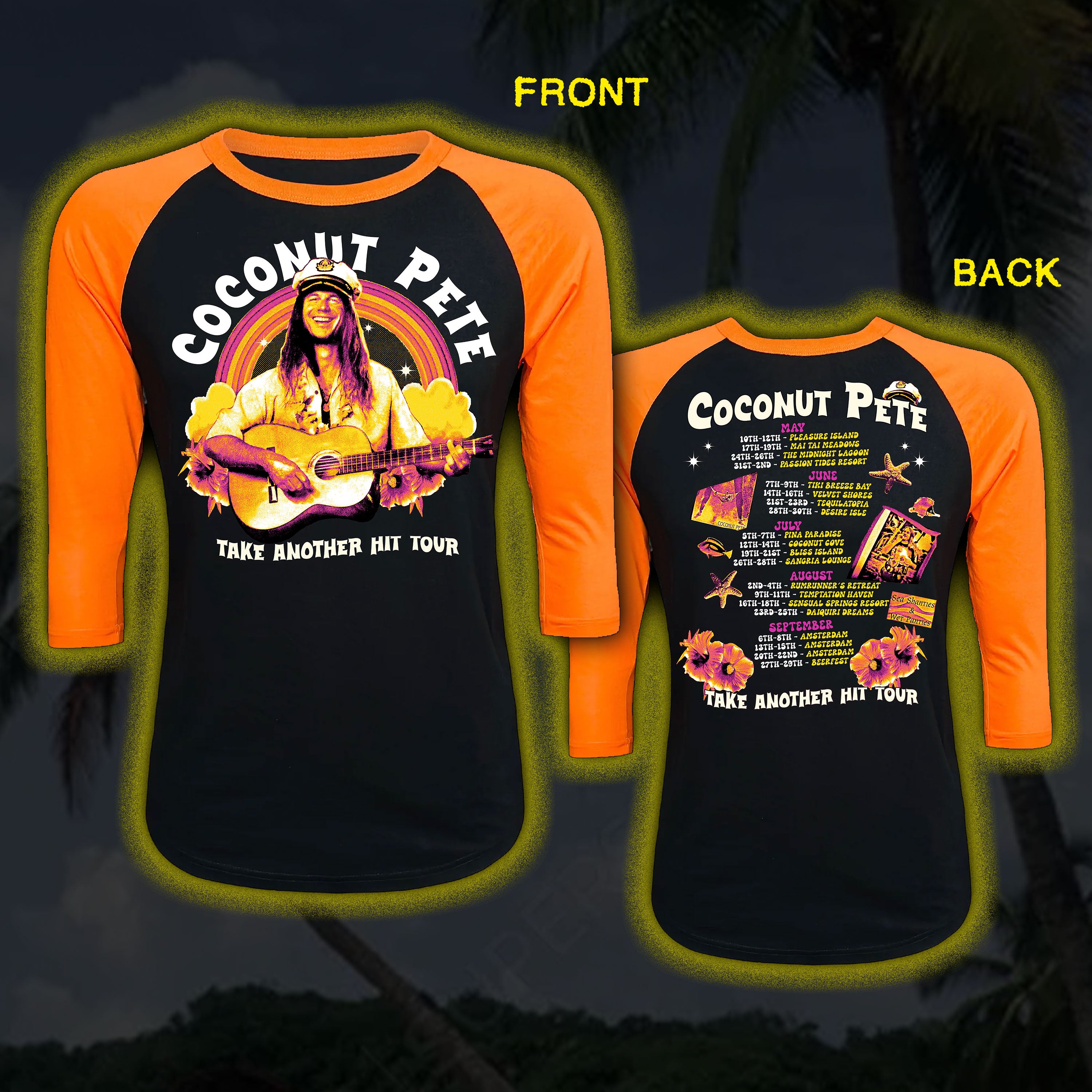 Coconut Pete “Take Another Hit Tour” Baseball tee