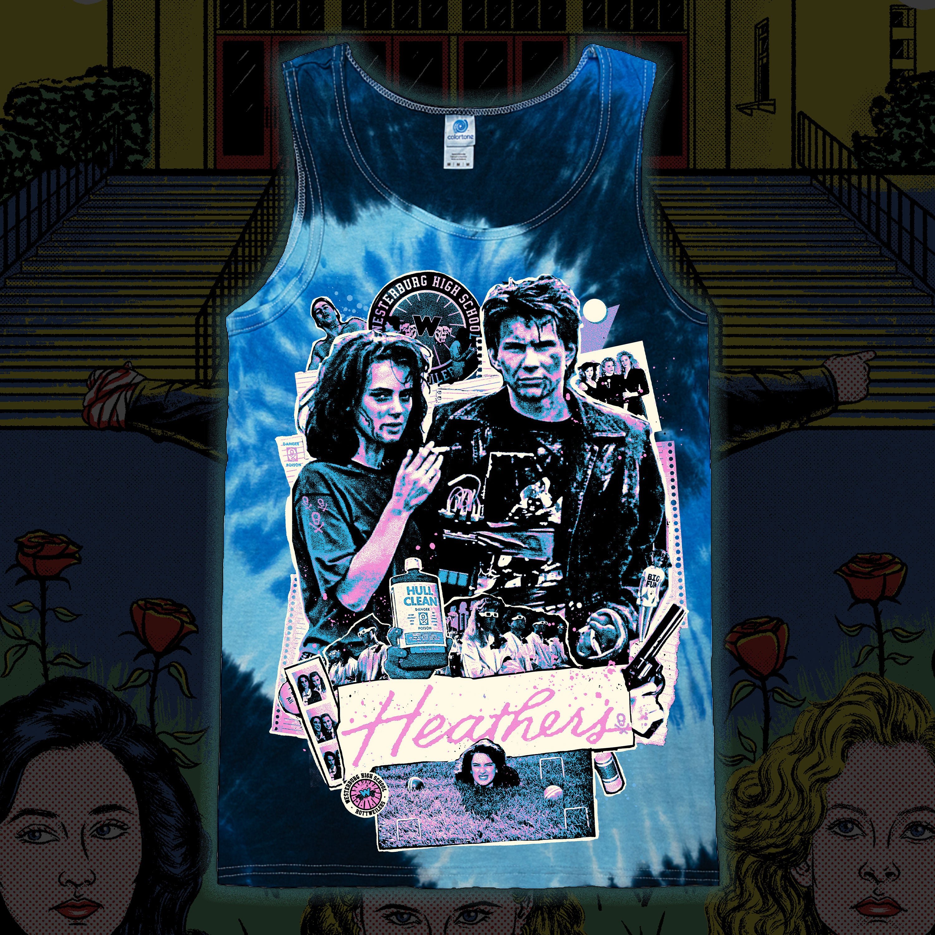 Heathers “What’s Your Damage?” Tie dye tank top