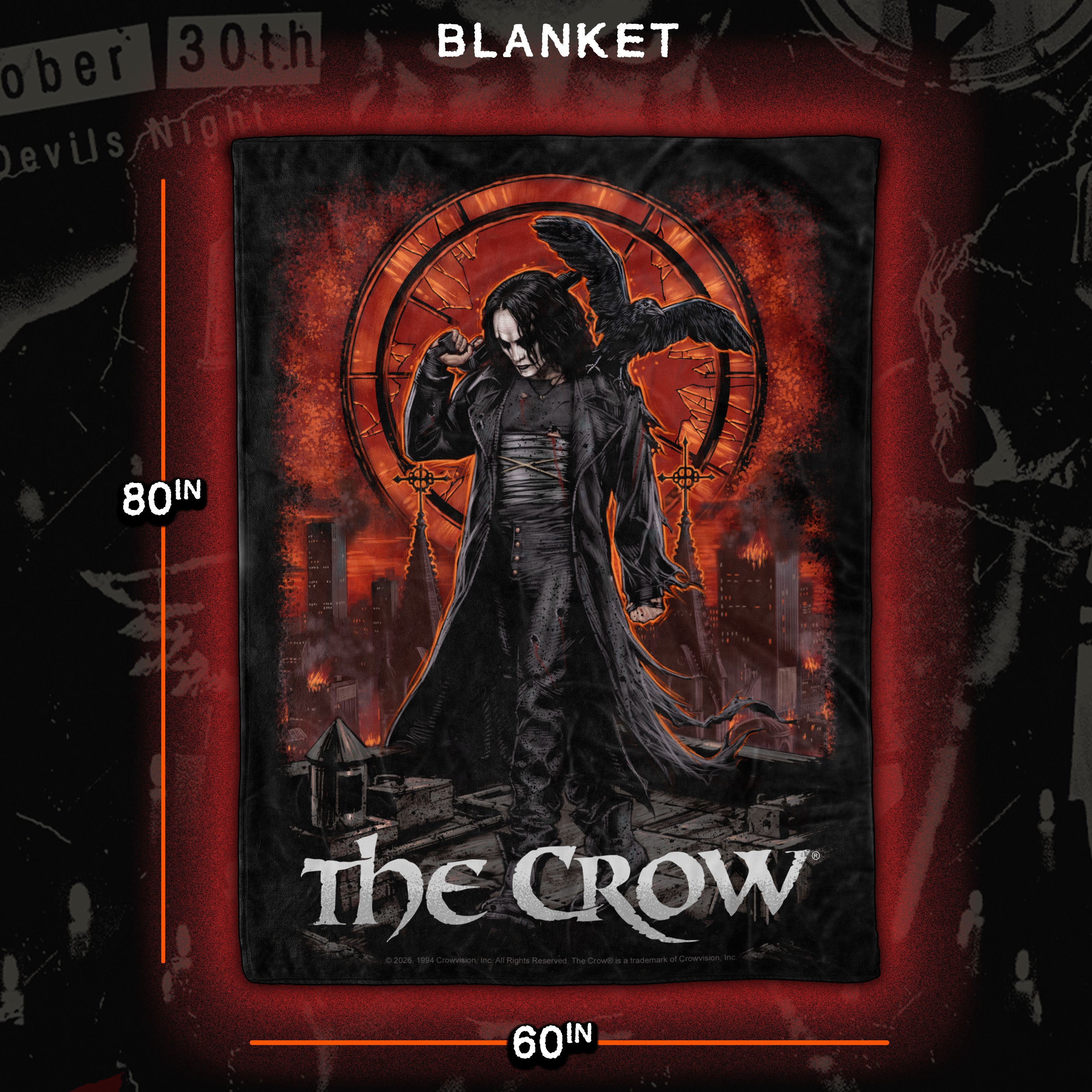 PRE-ORDER: The Crow “Death is Coming” 60” x 80” Fleece Blanket