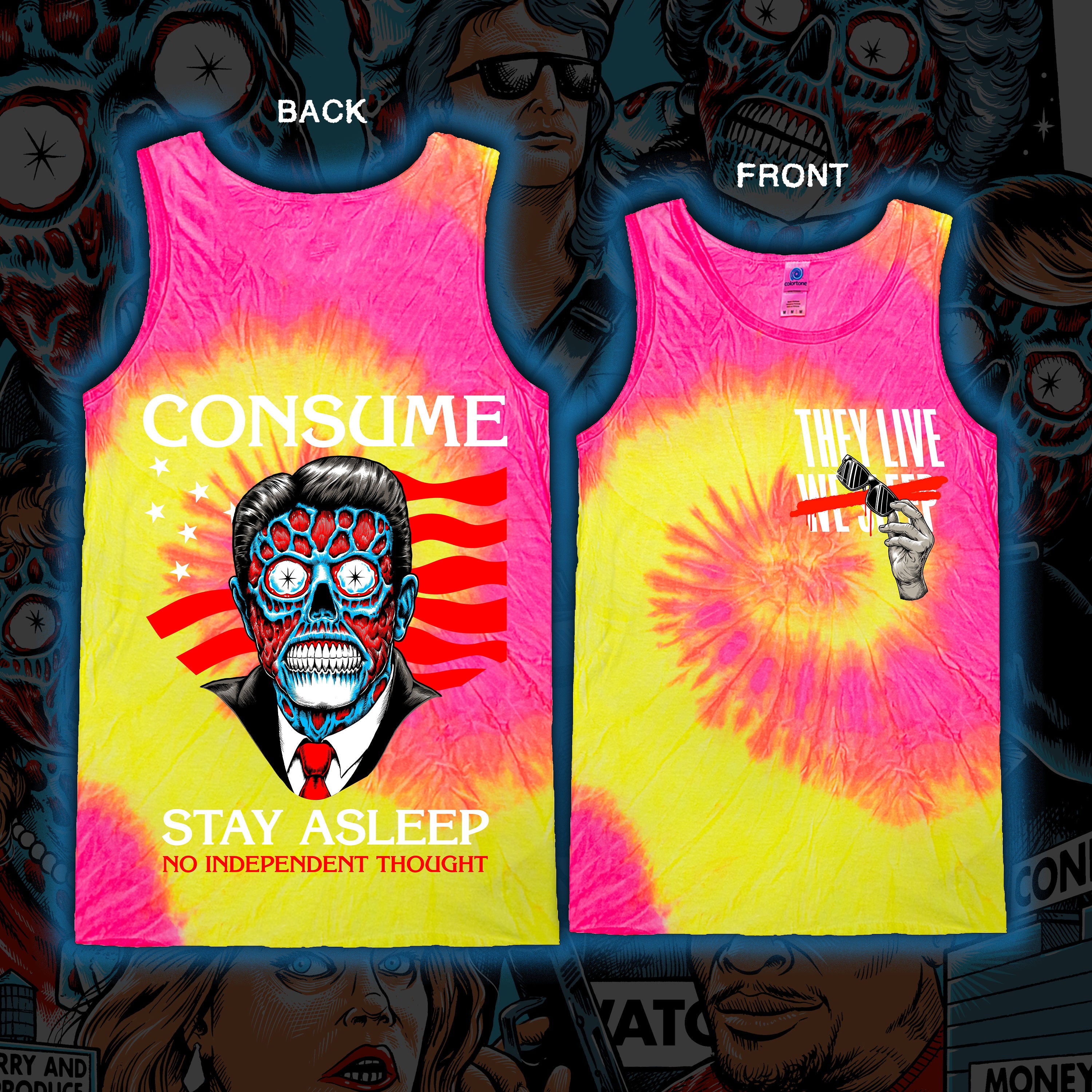 PRE-ORDER: They Live “Consume” Tie dye tank top