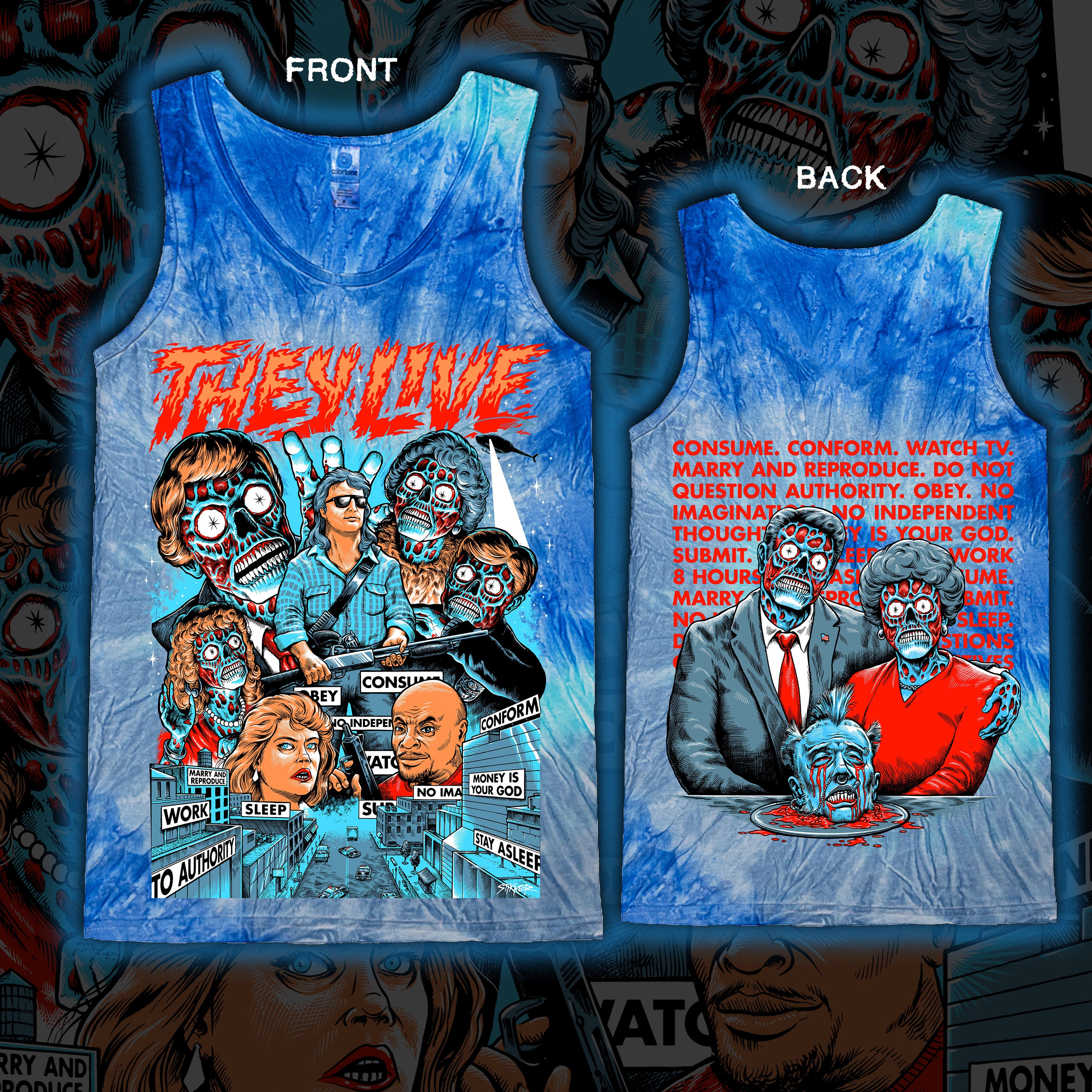 PRE-ORDER: They Live “Conform” Tie dye tank top